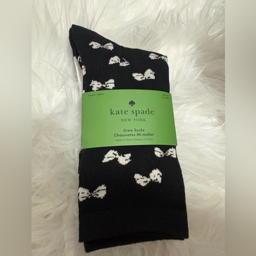 NWT Kate Spade Three Pack of Crew Socks - Black and White Assortment